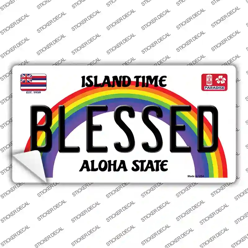 LP-12593s-S 3 x 1.5 in. Blessed Hawaii Novelty Sticker Decal - Small