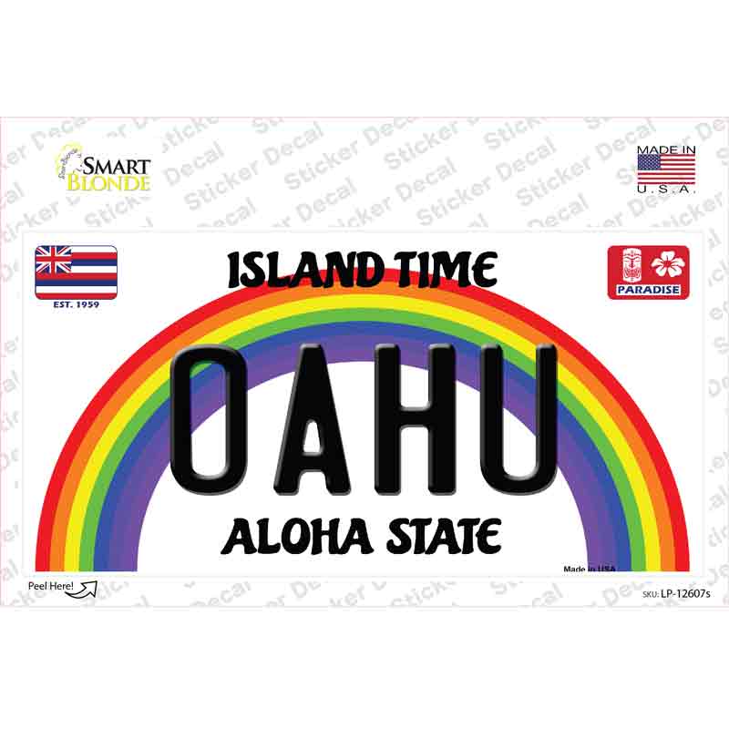 LP-12607s-M 6 x 3 in. Oahu Hawaii Novelty Sticker Decal - Medium