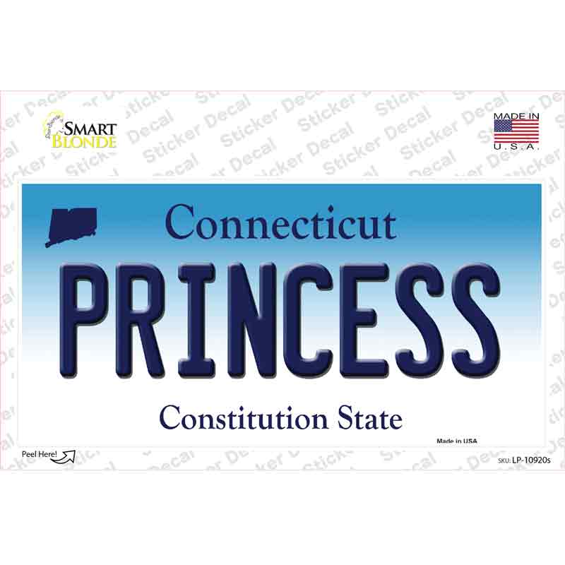 LP-10920s-M 6 x 3 in. Princess Connecticut Novelty Sticker Decal - Medium