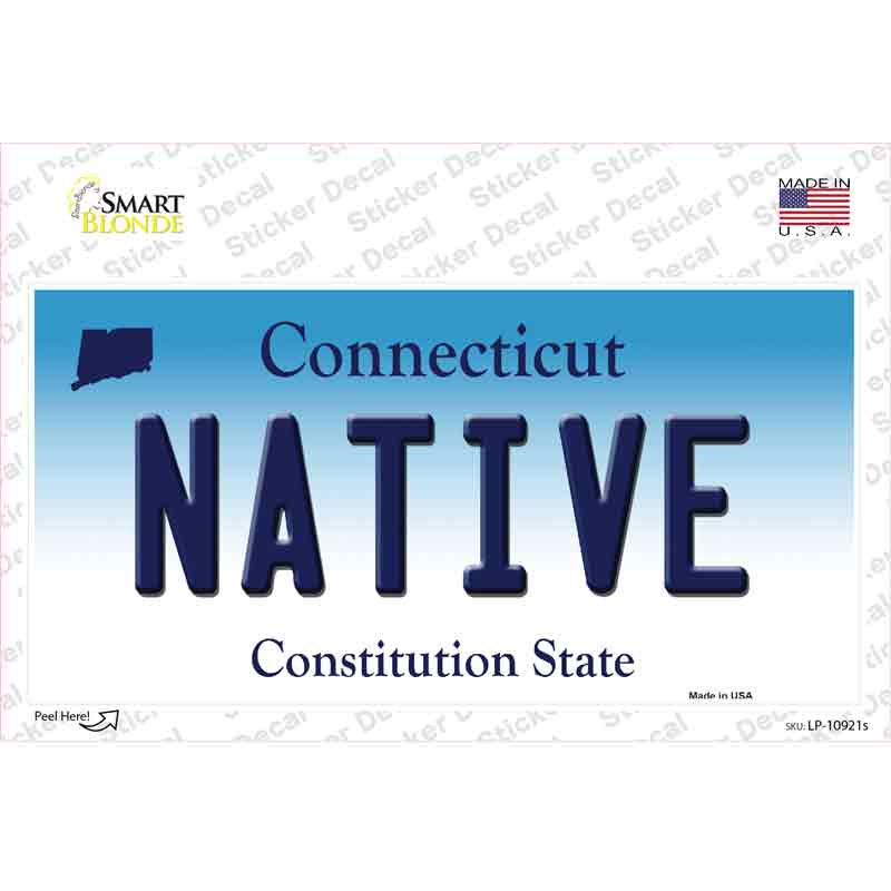 LP-10921s-M 6 x 3 in. Native Connecticut Novelty Sticker Decal - Medium