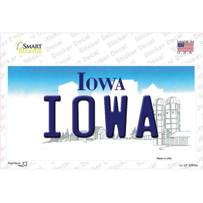LP-10934s-M 6 x 3 in. Iowa Novelty Sticker Decal - Medium