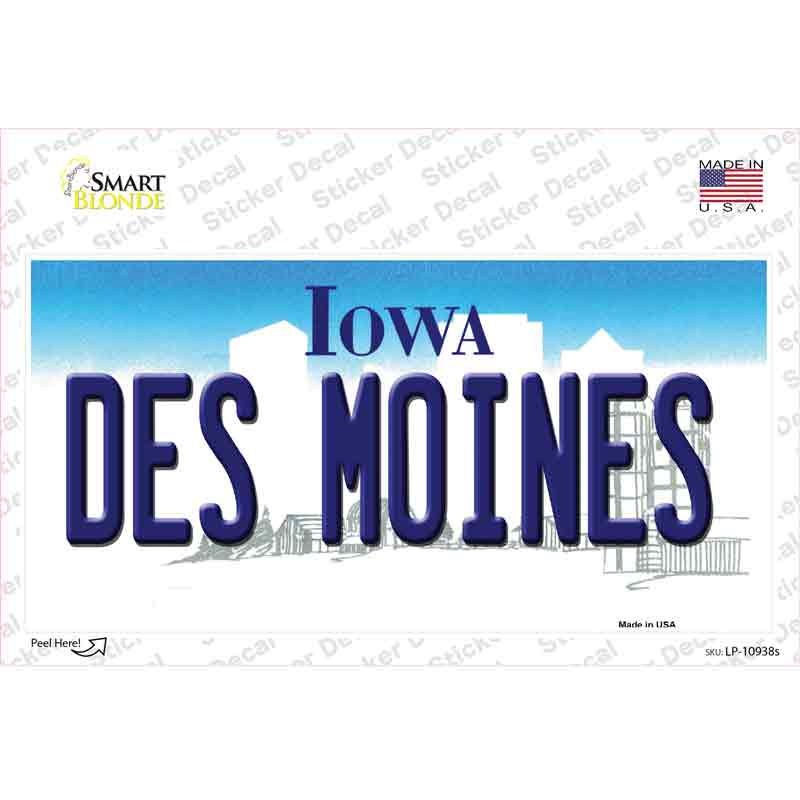 LP-10938s-M 6 x 3 in. Des Moines Iowa Novelty Sticker Decal - Medium