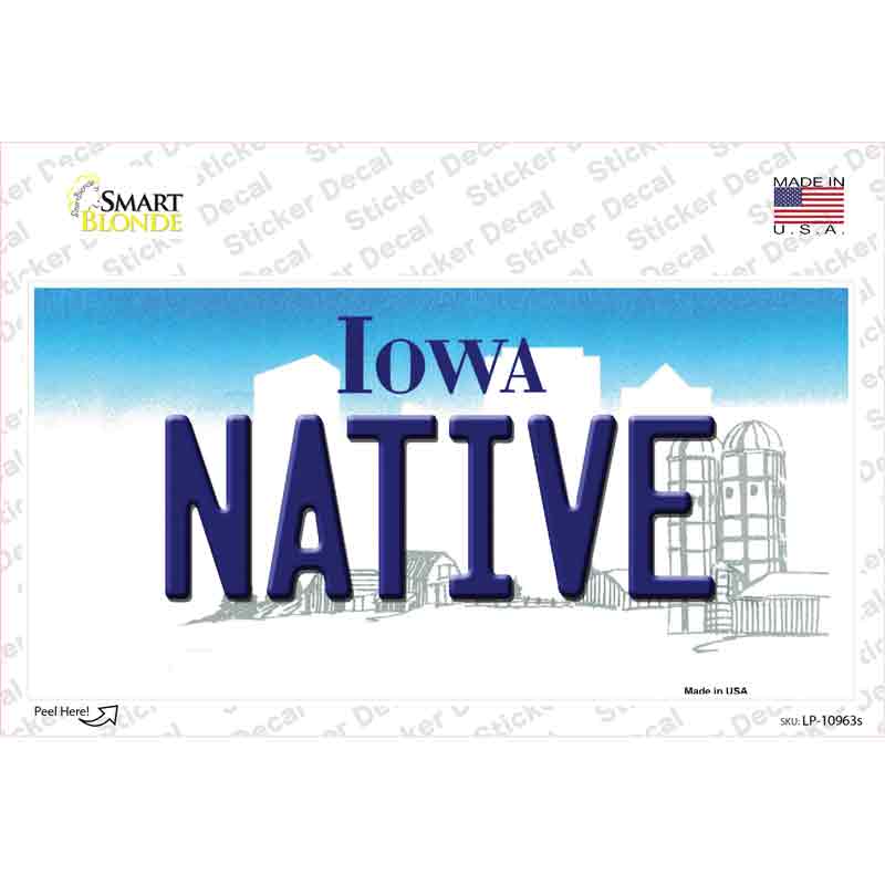 LP-10963s-M 6 x 3 in. Native Iowa Novelty Sticker Decal - Medium