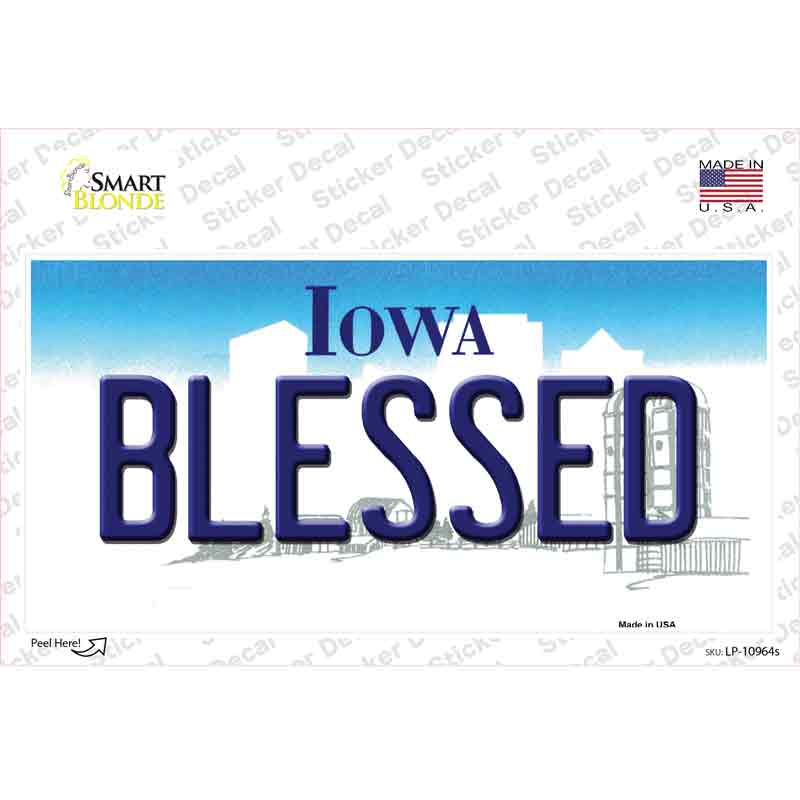 LP-10964s-M 6 x 3 in. Blessed Iowa Novelty Sticker Decal - Medium