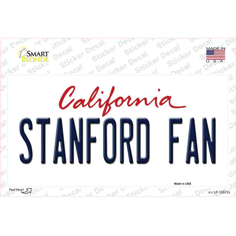 LP-12672s-M 6 x 3 in. Stanford Fan Novelty Sticker Decal - Medium