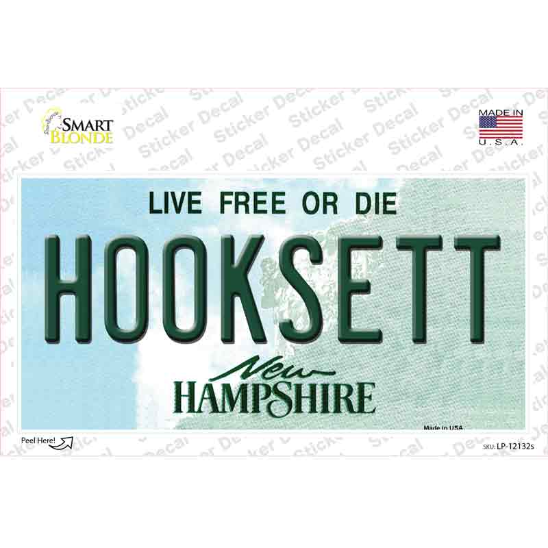 LP-12132s-M 6 x 3 in. Hooksett Hampshire Novelty Sticker Decal - Medium