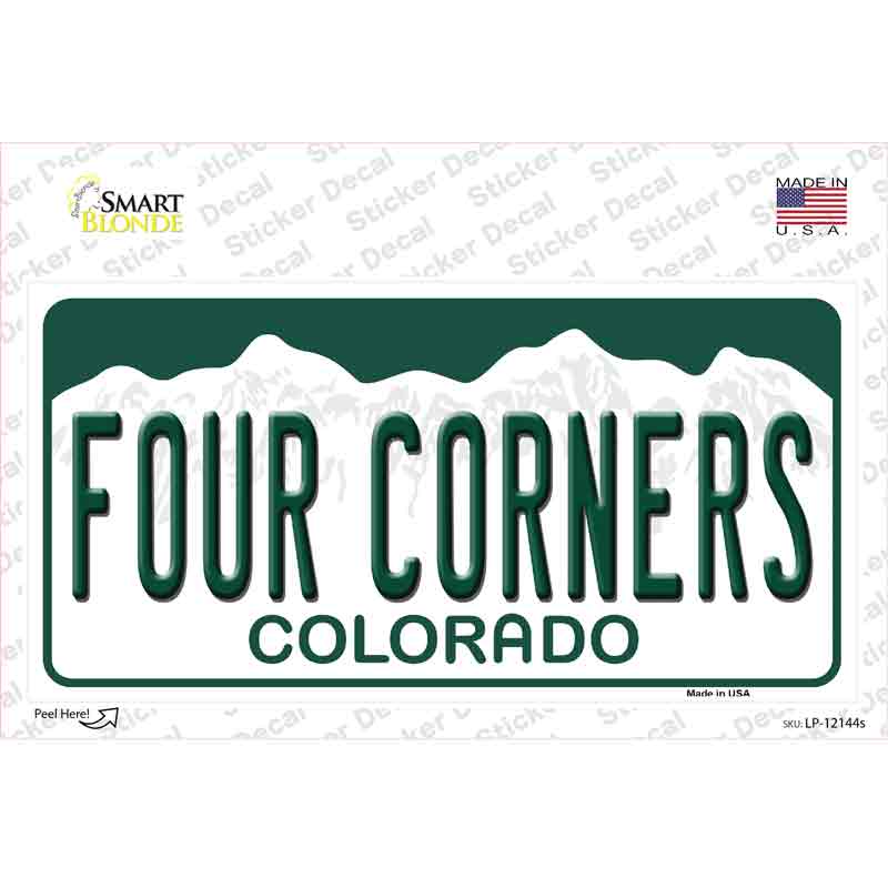 LP-12144s-M 6 x 3 in. Four Corners Colorado Novelty Sticker Decal - Medium