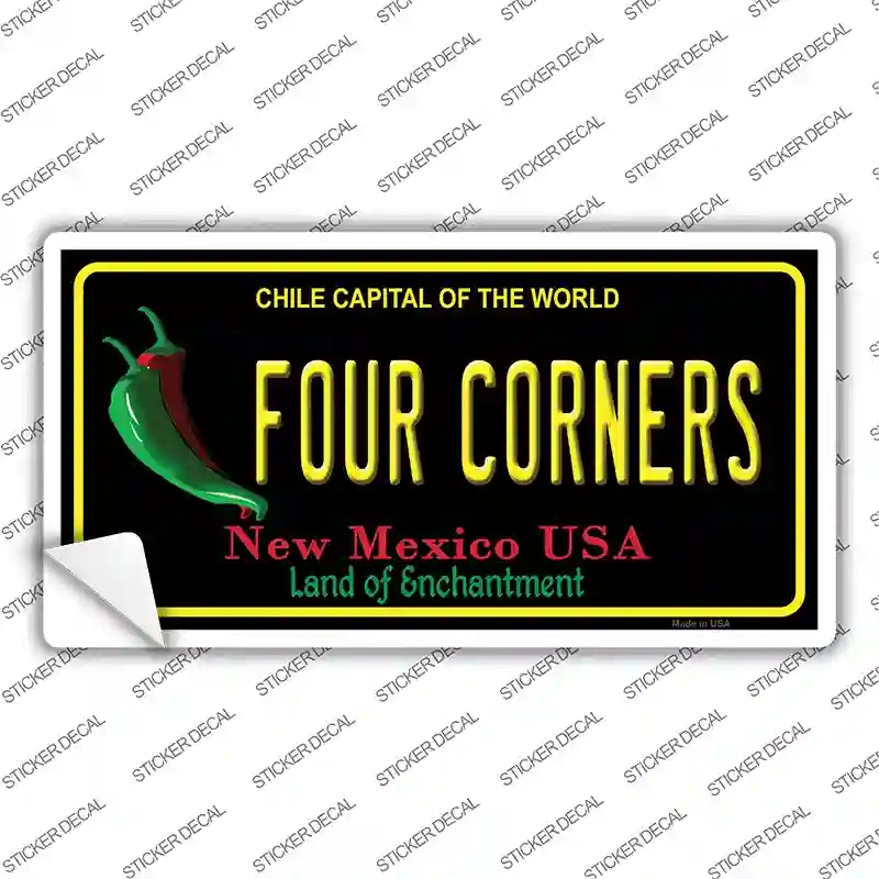 LP-12178s-S 3 x 1.5 in. Four Corners Mexico Black Novelty Sticker Decal - Small