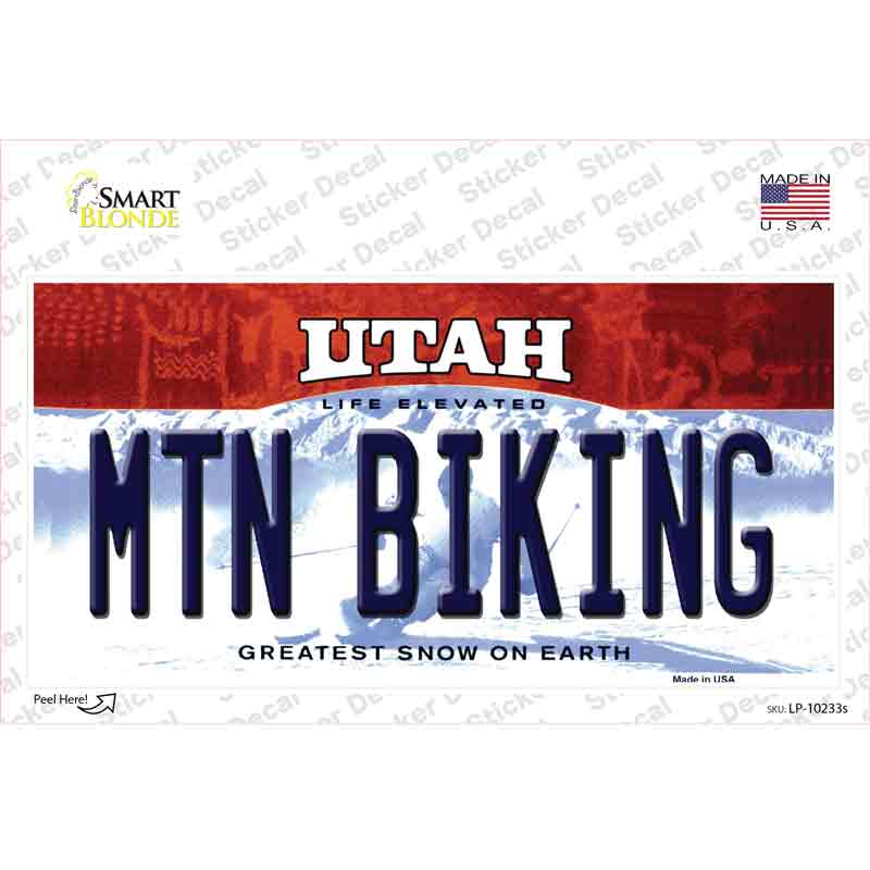 LP-10233s-M 6 x 3 in. Mtn Biking Utah Novelty Sticker Decal - Medium
