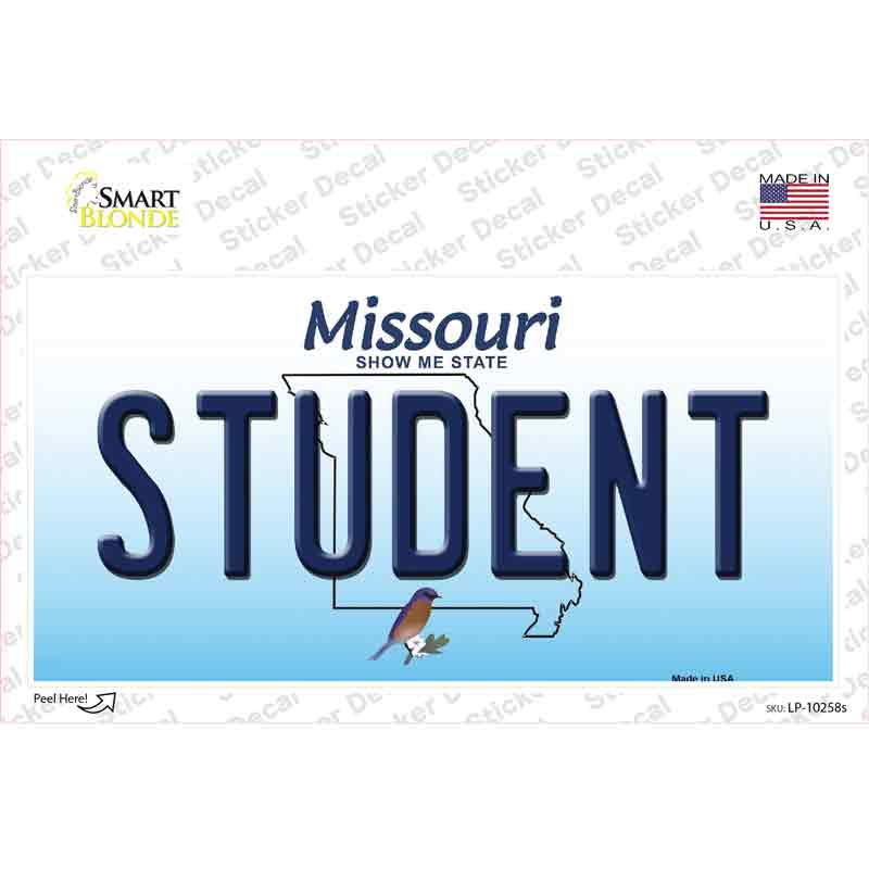 LP-10258s-M 6 x 3 in. Student Missouri Novelty Sticker Decal - Medium