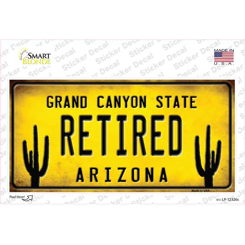 LP-12326s-M 6 x 3 in. Arizona Retired Novelty Sticker Decal - Medium