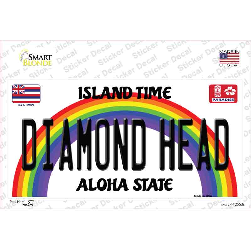 LP-12553s-M 6 x 3 in. Diamond Head Hawaii Novelty Sticker Decal - Medium