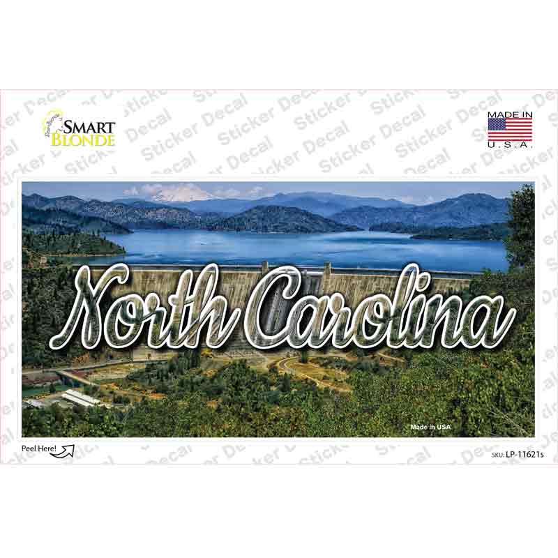 LP-11621s-M 6 x 3 in. North Carolina Dam State Novelty Sticker Decal - Medium