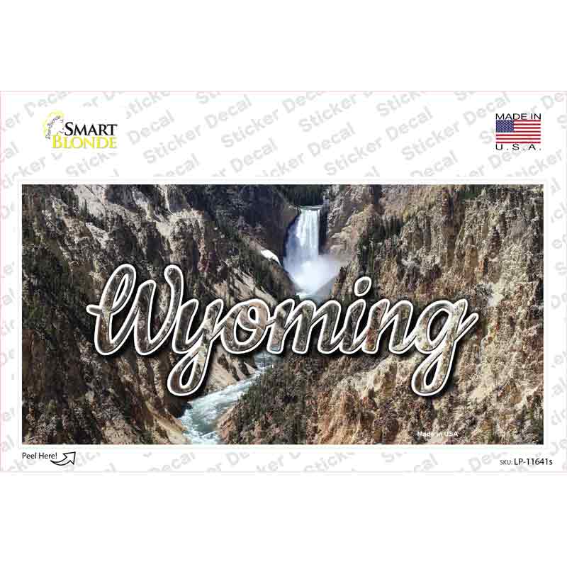 LP-11641s-M 6 x 3 in. Wyoming Rocky Waterfall State Novelty Sticker Decal - Medium