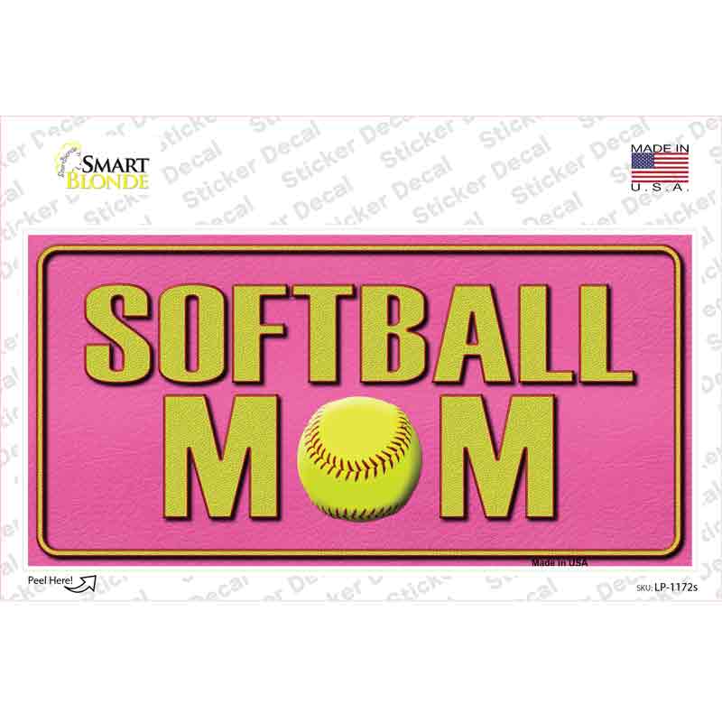 LP-1172s-M 6 x 3 in. Softball Mom Novelty Sticker Decal - Medium