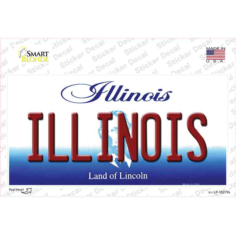 LP-10279s-M 6 x 3 in. Illinois Novelty Sticker Decal - Medium