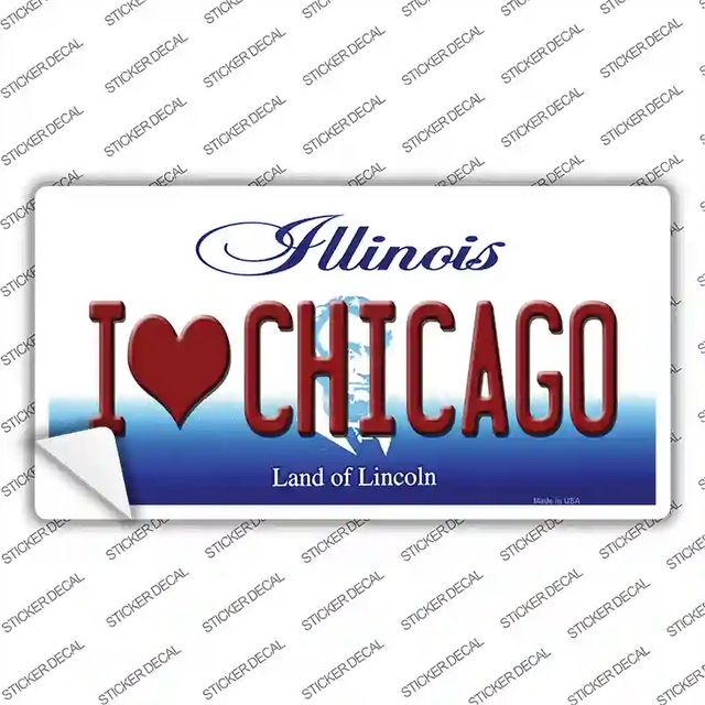 LP-10283s-XL 12 x 6 in. I Love Chicago Illinois Novelty Sticker Decal - Extra Large
