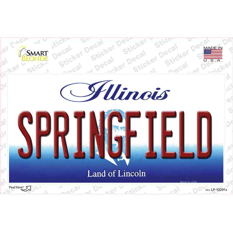 LP-10291s-M 6 x 3 in. Springfield Illinois Novelty Sticker Decal - Medium