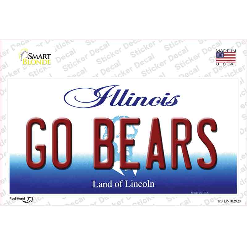 LP-10292s-M 6 x 3 in. Go Bears Illinois Novelty Sticker Decal - Medium