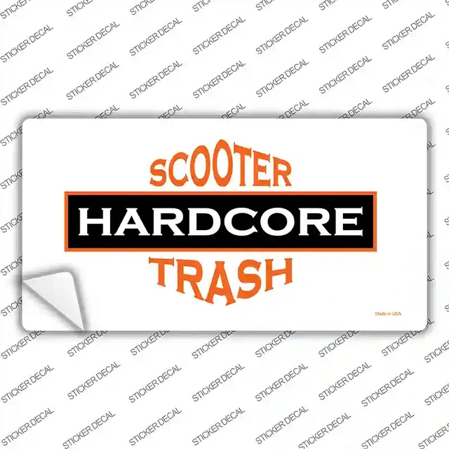 LP-2005s-L 9 x 4.5 in. Hardcore Scooter Trash White Novelty Sticker Decal - Large