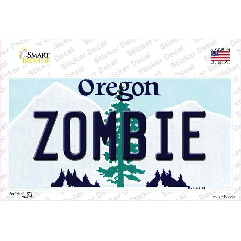 LP-10366s-M 6 x 3 in. Zombie Oregon Novelty Sticker Decal - Medium