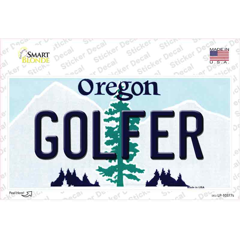 LP-10377s-M 6 x 3 in. Golfer Oregon Novelty Sticker Decal - Medium