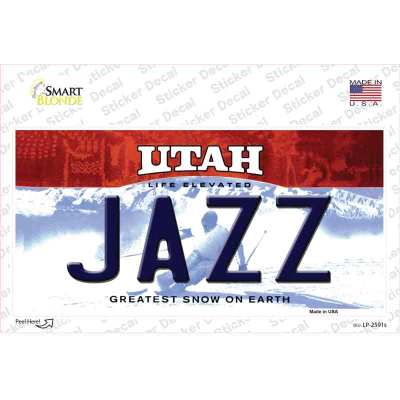LP-2591s-M 6 x 3 in. Jazz Utah State Novelty Sticker Decal - Medium