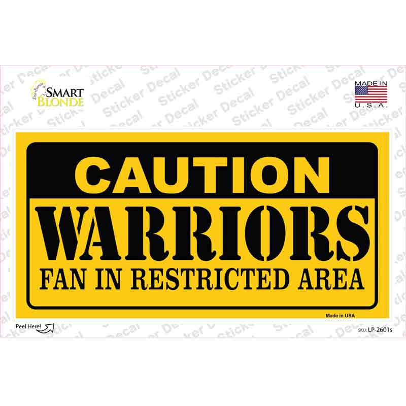 LP-2601s-M 6 x 3 in. Caution Warriors Fan Novelty Sticker Decal - Medium