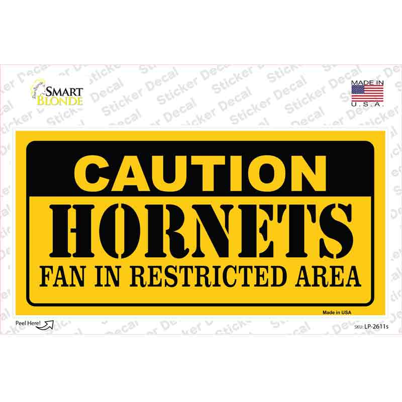LP-2611s-M 6 x 3 in. Caution Hornets Fan Novelty Sticker Decal - Medium