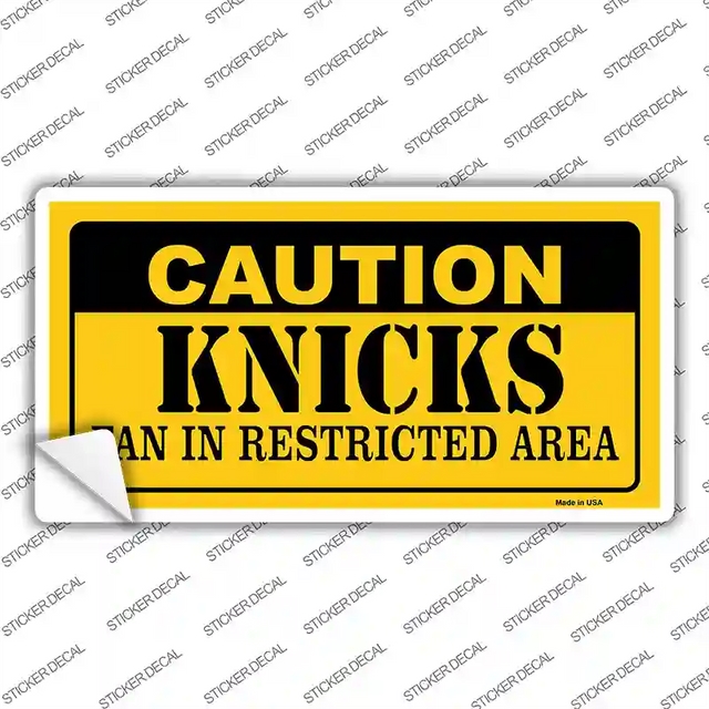 LP-2612s-XL 12 x 6 in. Caution Knicks Fan Novelty Sticker Decal - Extra Large