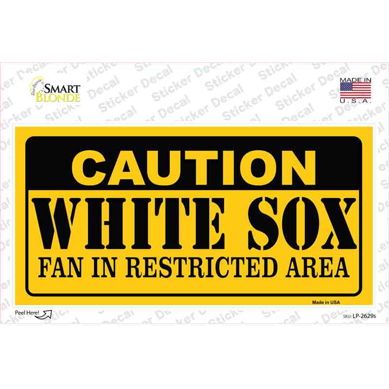 LP-2629s-M 6 x 3 in. Caution White Sox Fan Novelty Sticker Decal - Medium