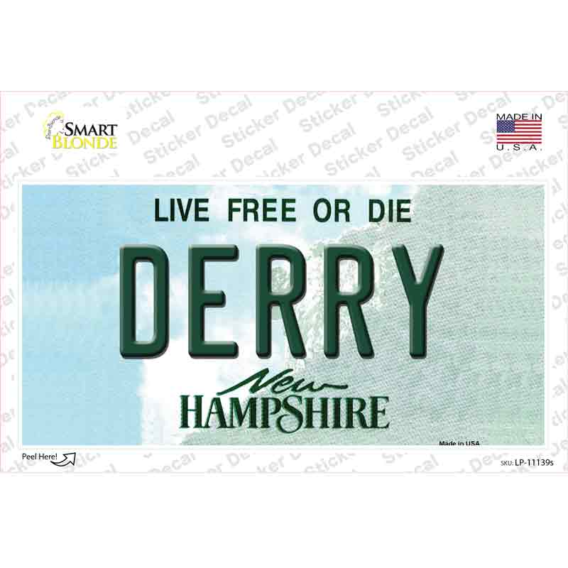LP-11139s-M 6 x 3 in. Derry Hampshire State Novelty Sticker Decal - Medium