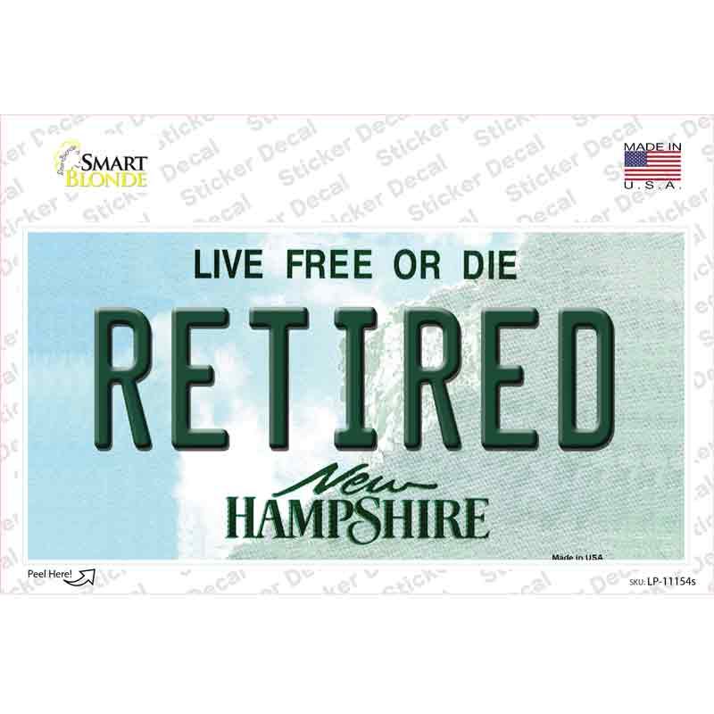 LP-11154s-M 6 x 3 in. Retired Hampshire State Novelty Sticker Decal - Medium