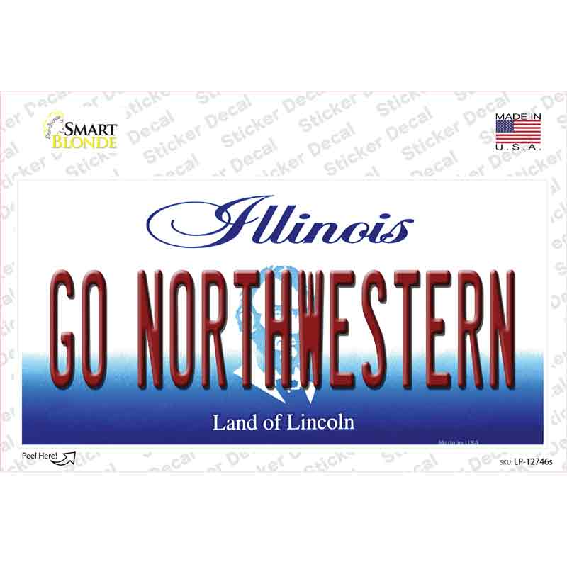 LP-12746s-M 6 x 3 in. Go Northwestern Novelty Sticker Decal - Medium