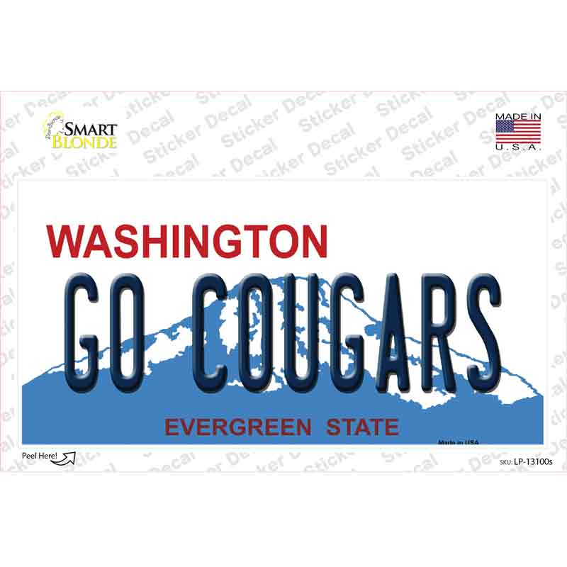 LP-13100s-M 6 x 3 in. Go Cougars Washington Novelty Sticker Decal - Medium