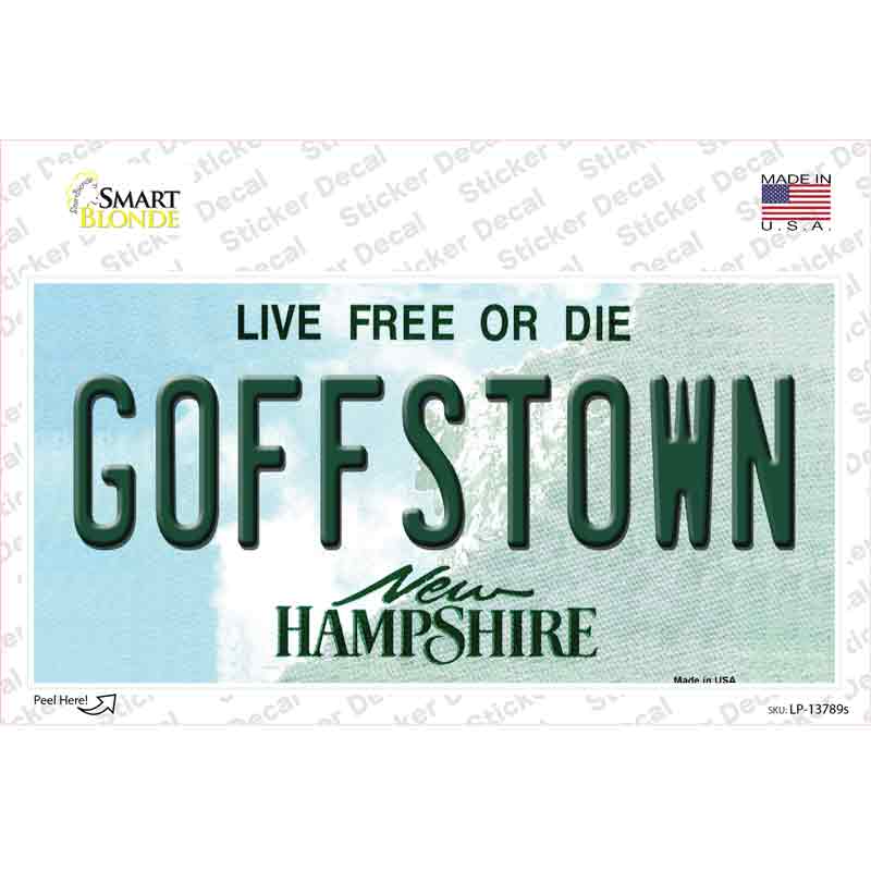 LP-13789s-M 6 x 3 in. Goffstown Hampshire Novelty Sticker Decal - Medium