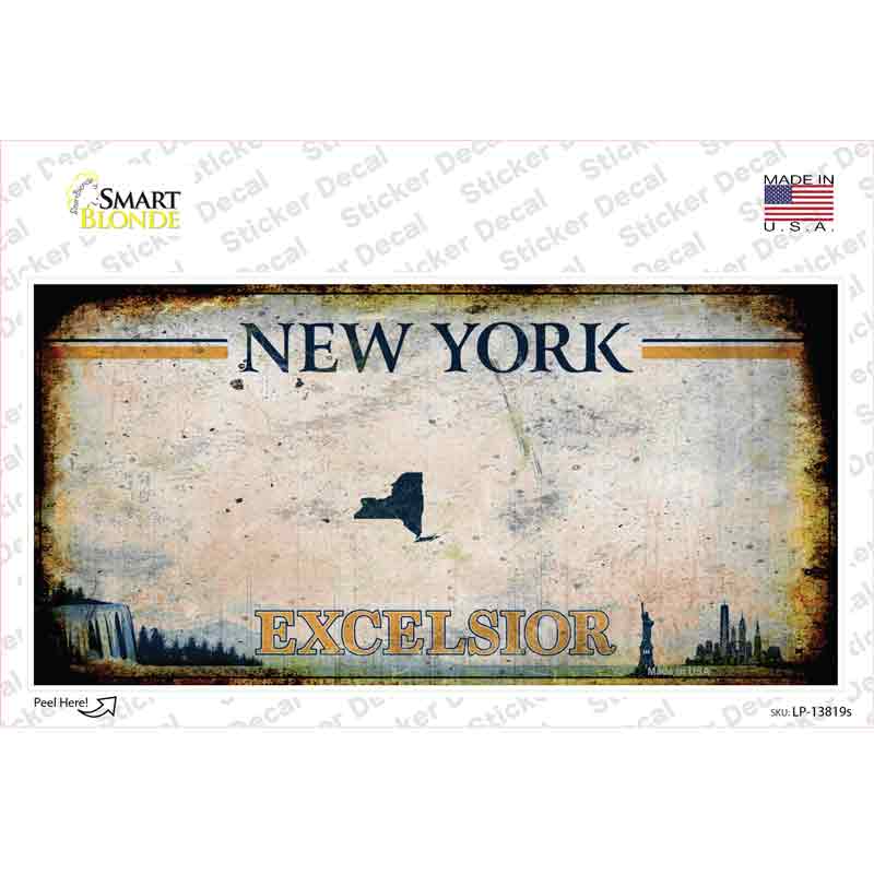 LP-13819s-M 6 x 3 in. Excelsior York Blank Rusty Novelty Sticker Decal - Medium