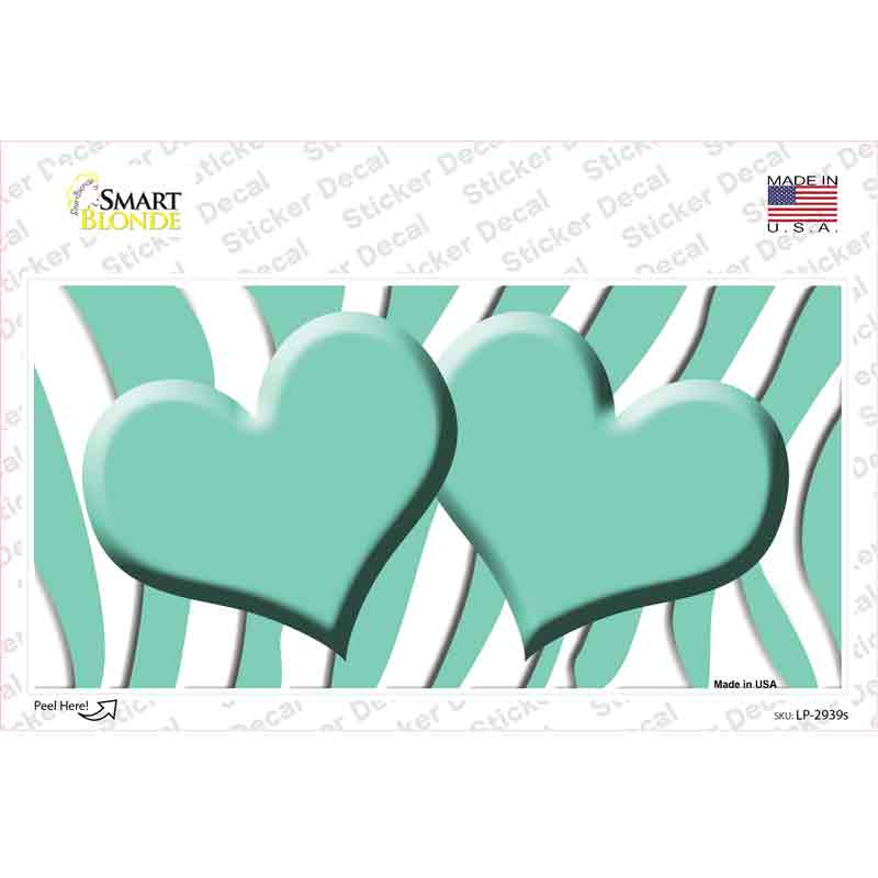 LP-2939s-M 6 x 3 in. Mint White Zebra Mint Centered Hearts Novelty Sticker Decal - Medium