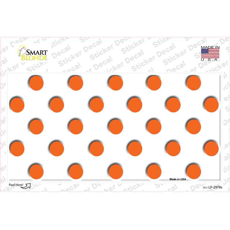 LP-2978s-M 6 x 3 in. Orange White Polka Dot Novelty Sticker Decal - Medium