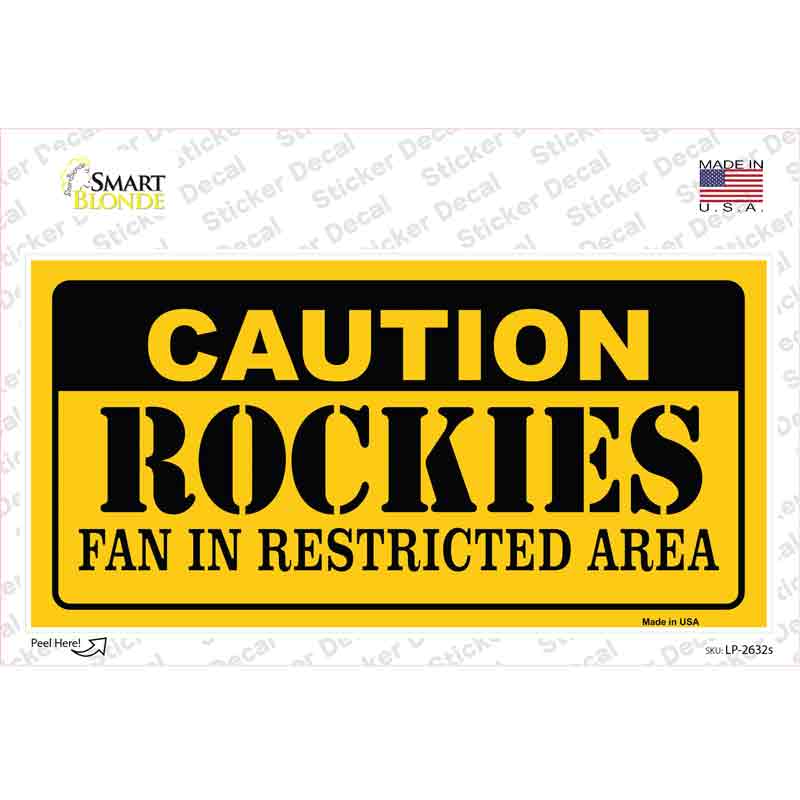 LP-2632s-M 6 x 3 in. Caution Rockies Fan Novelty Sticker Decal - Medium