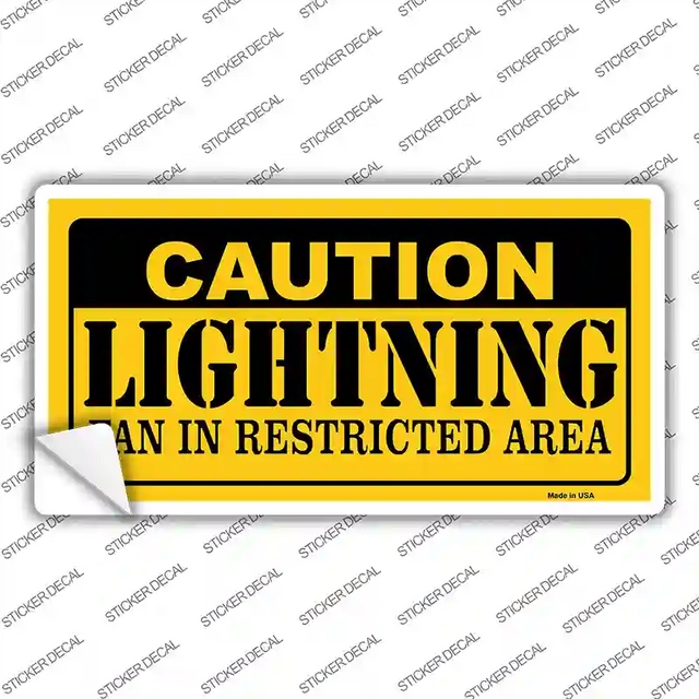 LP-2665s-XL 12 x 6 in. Caution Lightning Novelty Sticker Decal - Extra Large