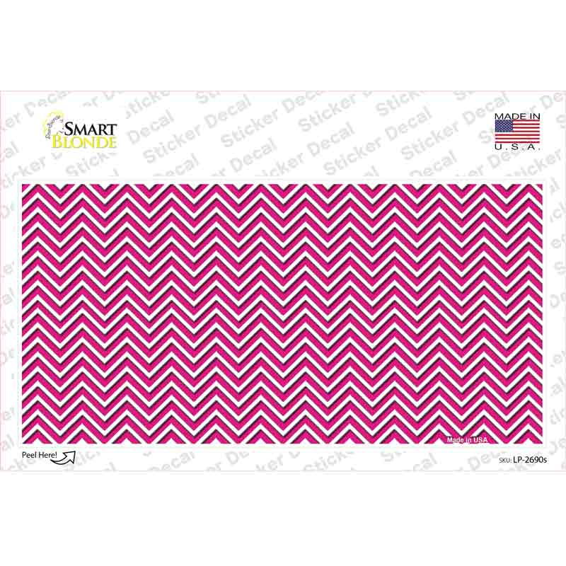 LP-2690s-M 6 x 3 in. Pink White Chevron Novelty Sticker Decal - Medium