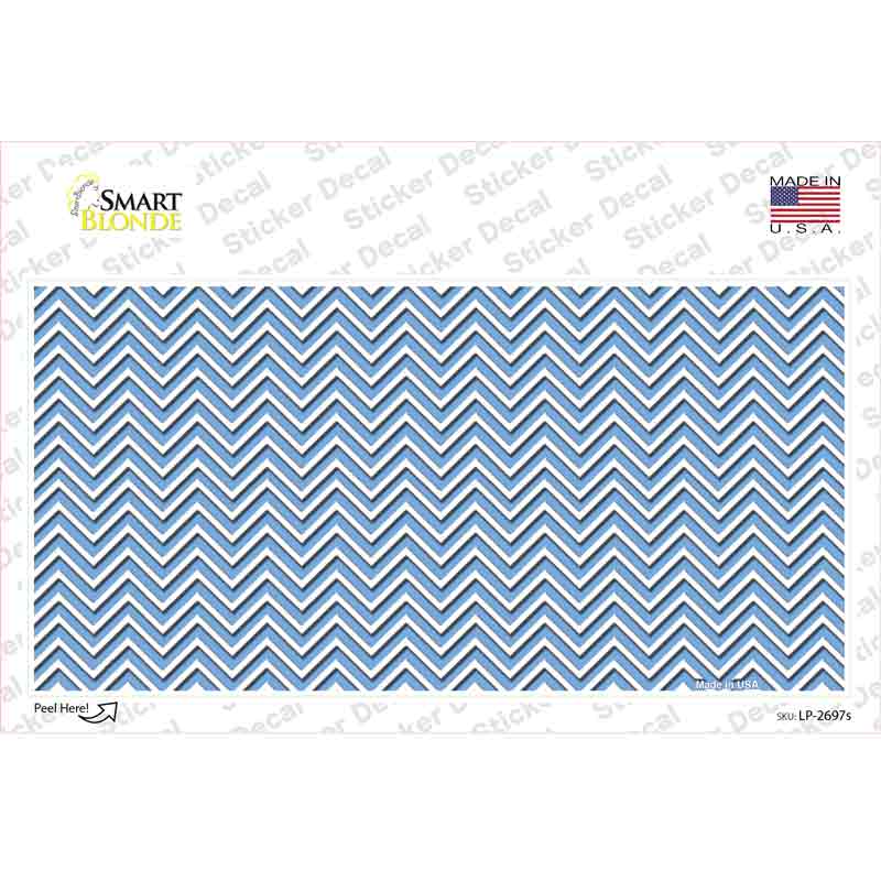 LP-2697s-M 6 x 3 in. Light Blue White Chevron Novelty Sticker Decal - Medium