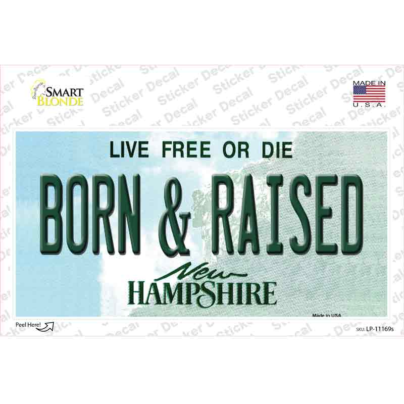 LP-11169s-M 6 x 3 in. Born & Raised Hampshire State Novelty Sticker Decal - Medium