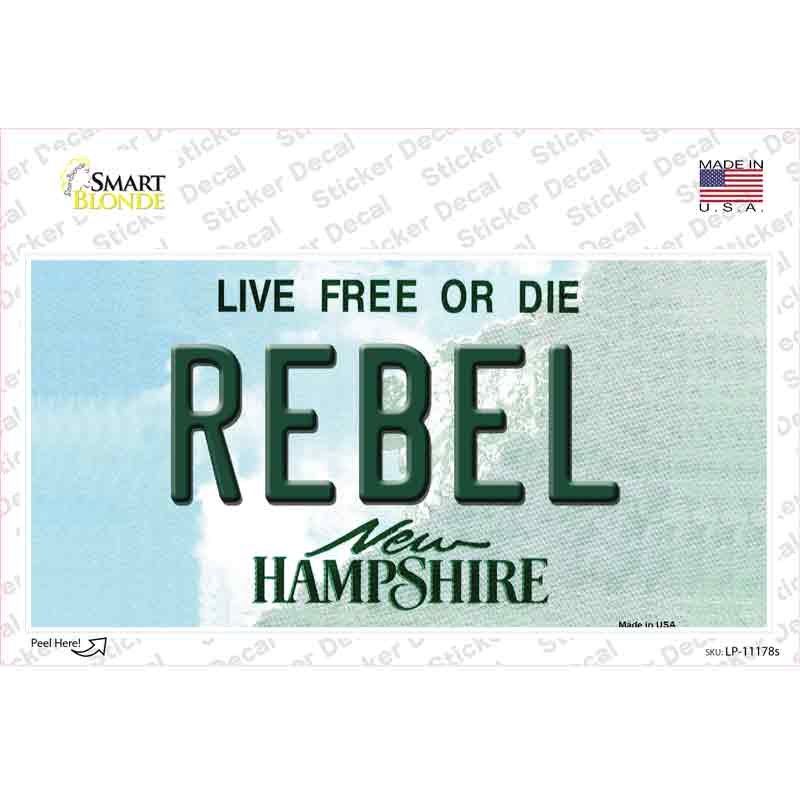LP-11178s-M 6 x 3 in. Rebel Hampshire State Novelty Sticker Decal - Medium