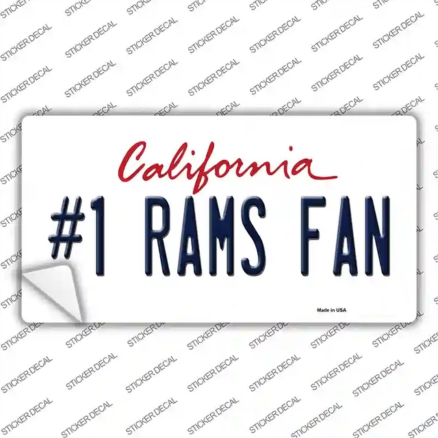 LP-13322s-L 9 x 4.5 in. Number 1 Rams Fan Novelty Sticker Decal - Large