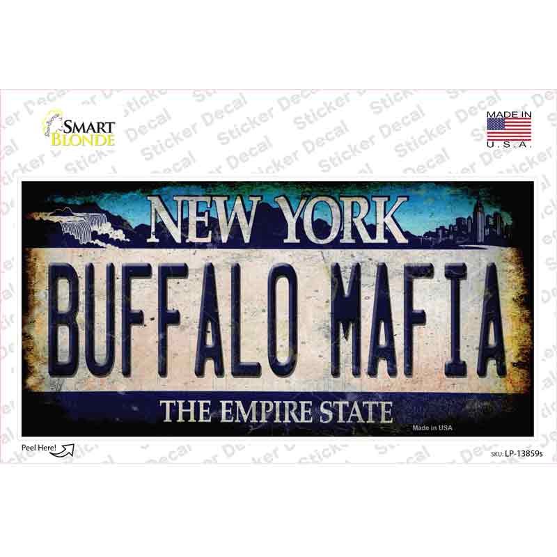 LP-13859s-M 6 x 3 in. Buffalo Mafia NY Blue Rusty Novelty Sticker Decal - Medium