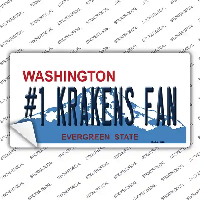 LP-13875s-L 9 x 4.5 in. Number 1 Krakens Fan Washington Novelty Sticker Decal - Large