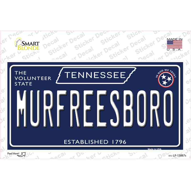 LP-13887s-M 6 x 3 in. Murfreesboro Tennessee Blue Novelty Sticker Decal - Medium
