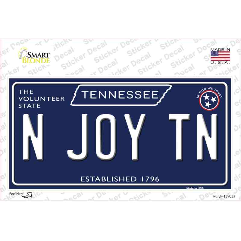 LP-13903s-M 6 x 3 in. N Joy TN Tennessee Blue Novelty Sticker Decal - Medium